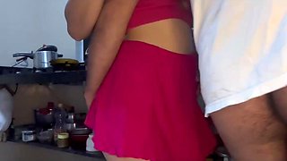 Sexy girl with nice ass gets bent over the kitchen sink and fucked in her tight ass