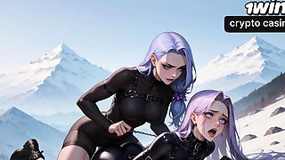 Snow Queen's Milk Spray Orgasm in Alpine Peaks