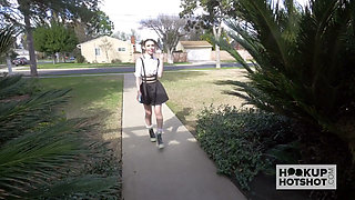 Adorable teen Lucie Cline takes a hard fucking from guy she met online