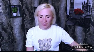 Skinny Big-Tits Blonde Milf Performs Solo Webcam