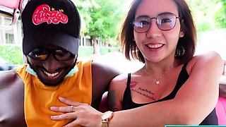 Busty Thai MILF picked up for a dirty interracial threesome