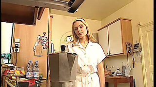 Naughty Nurse with Big Tits Gets Fucked by Patient on Couch - Blonde Beauty Blowjob Action!