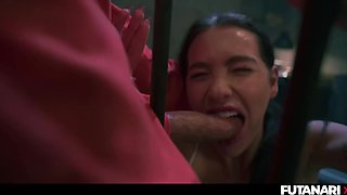Futanari Inmate Tiffany Tatum Hard-Fucks an Innocent Brunette Through the Bars