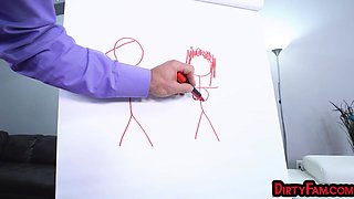 Taboo busty stepmom fucked in 3way by stepson and husband