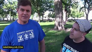 Hot teen w perfect peach Tiffany Tatum meets stepbrothers at park  gets creampie!