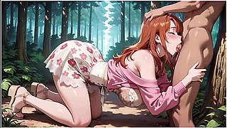 You Wont Believe How Wild This Cute Anime Redhead Goes Doggy In The Woods