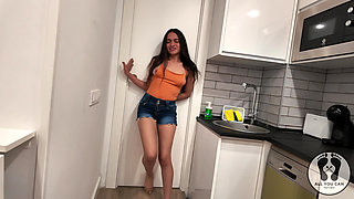 Latina Girl Desperate Had to Pee Into the Sink in Swimsuit