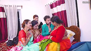 Desi Indian Thirki Husband fucks his all four wives at the same time and cumshot on face ( Hindi Audio )