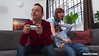 Cock In The Common College Room part 4 - Redhead Lilly Mays and Monster cock Jordi