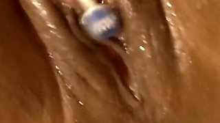 Pounding My Wet Pussy with Big Dildo Stimulating My Clit with Electric Toothbrush