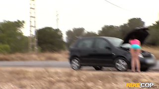 Cop bangs gorgeous 22 yr aged spanish 🇪🇸 cutie outside - fake cop