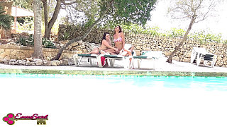 Too?! Holiday Threesome by the Pool!