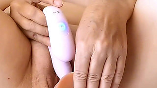 Hot Granny Masturbate by Vibrator and Dildo, Moaning and Strong Cum