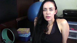 Brunette playing with fat boobs with solo