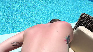 Busty Brunette Lynee Rides Stefan Poolside Before Facial