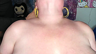 BBW Roommate Submits to Sloppy Rough Deepthroat Training 9 Inch Dildo
