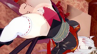 Nakiri Ayame enjoys some flirty fun in the bedroom