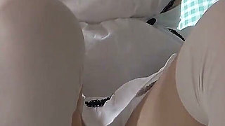 Watch Naked Apron Maid From Under the Desk, Big Tits Japanese Girl Sit on Chair in Mini Skirt Thong Panties and High Stockings