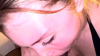 Cute blonde teen girlfriend awesome POV blowjob