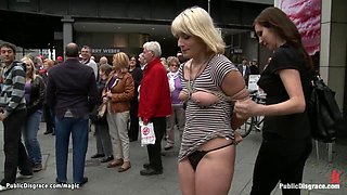 Bare boobs blonde in public