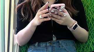 Cute shaved asian fingering on hidden cam