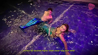 Merman Eats His Mermaid Friend's Pussy, and Then She Gets All His Cum Out