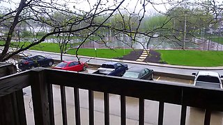 candiecane peeing on a friends porch