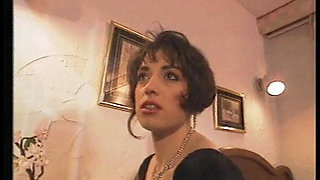 Seductive Babe in Lace Stockings Sucking Cock Hungrily