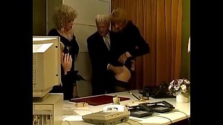 Big Tit German Office Sluts Sucking and Riding a Horny Old Man