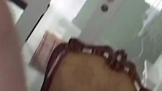 Provocative Sexy Amateur MILF with Big Tits Masturbates Her Pussy on the Table