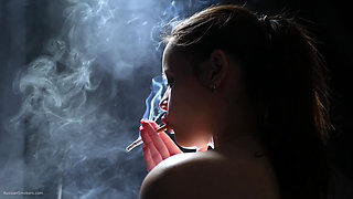 A Little Bit Naked Smoking Girl