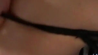 Busty babe pleasured with a threesome double fuck