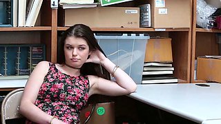 Busty black-haired teenager gets punished for stealing