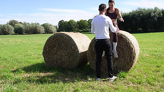 Pakistani jogger fucked behind the hay bales