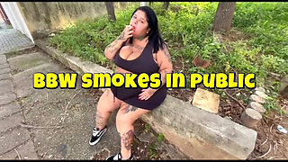 Deusa BBW Smoking Her Cigarette in Public