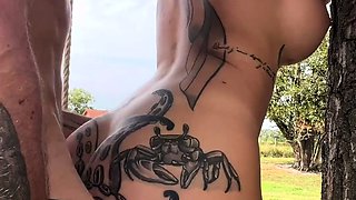 Mature amateur wife outdoor hardcore action with 2 guys