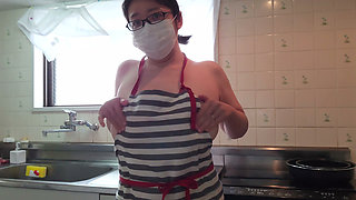 A Married Woman Masturbating Lewdly in the Kitchen