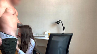 Colleague wants sex, got a couple of orgasms and a facial cumshot