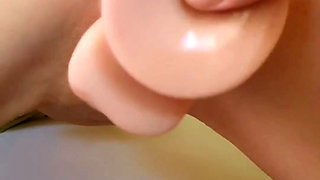 Husband's Older Friend Fingers and Stretches Cheating Wife with Huge Realistic Dildo