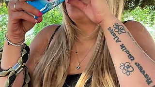 BBW Brazilian MILF Goddess Morning Outdoor Smoking Ritual Showing Thighs