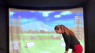 Trying to Golf in a Simulator with My Lush in! Trying Not to Cum While I Swing!