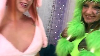 Tattooed Monster Girl Stretches on Massive Dildo