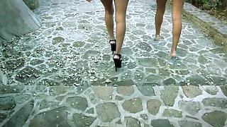 Two Czech Horny Blondes Sucking a Big Dick Together. Amazing Blowjob!!