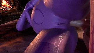 Purple Night Elf in Skyrim Has Side Anal on Bed - Skyrim Porn Parody