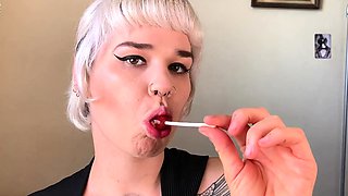 Alt Long Tongue Mouth Fetish - Lollipop Licking And Sucking