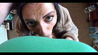 Golden Dress, Fur & Smoking Hairy Pussy, Deep Blowjob & Hard Doggy on a Freezer