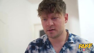 Faux hostel - super adorable teen gf with jealous bf who suspects her to be cheating