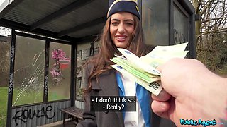 Shy Flight Attendant Seduced by Public Agent during Layover - Cum Fly With Me - Coco Bae and Martin Gun