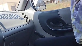 Pretty teen gives a hot POV blowjob in the car!