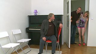 Young Maya expertly gives a blowjob in this raw reality threesome